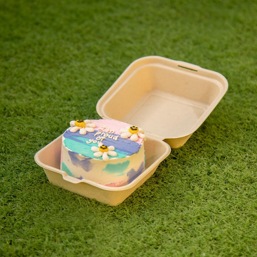 EcoPakOnline Bagasse Bento cake box/ Lunch box