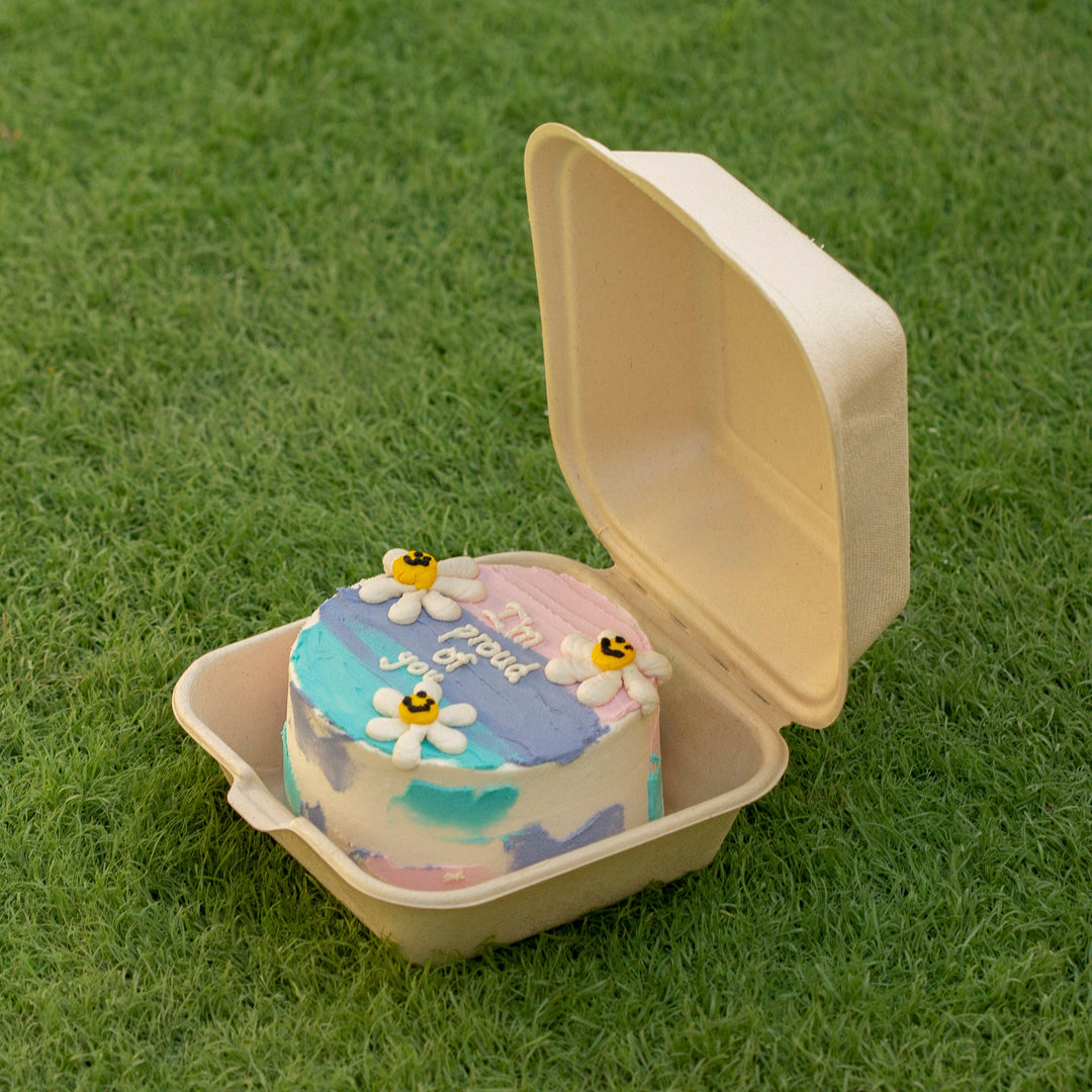 EcoPakOnline Bagasse Bento cake box/ Lunch box