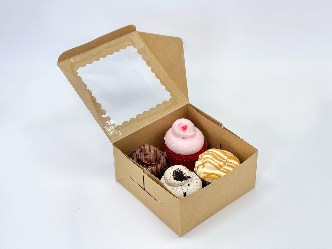 EcoPakOnline Kraft bakery/cookie/pastry box 6x6x3 inches with window