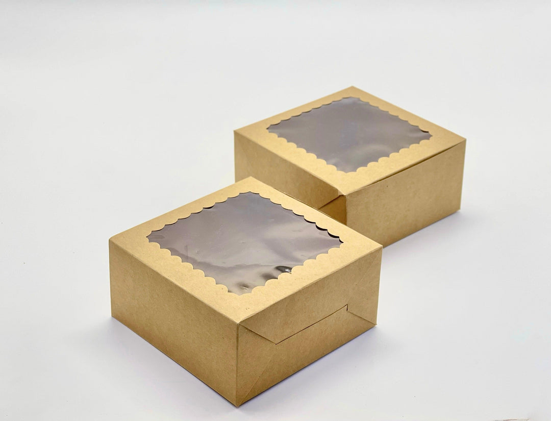 EcoPakOnline Kraft bakery/cookie/pastry box 6x6x3 inches with window