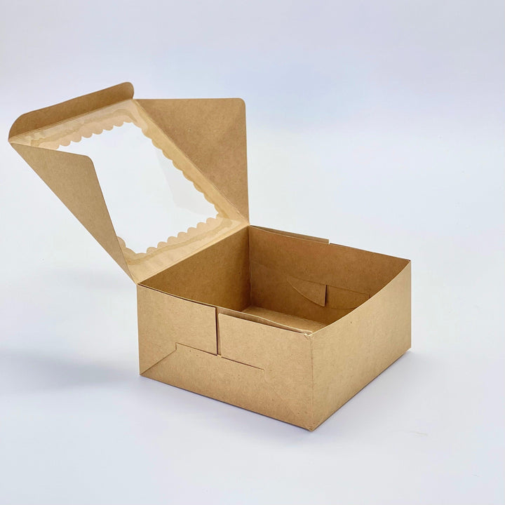 EcoPakOnline Kraft bakery/cookie/pastry box 6x6x3 inches with window