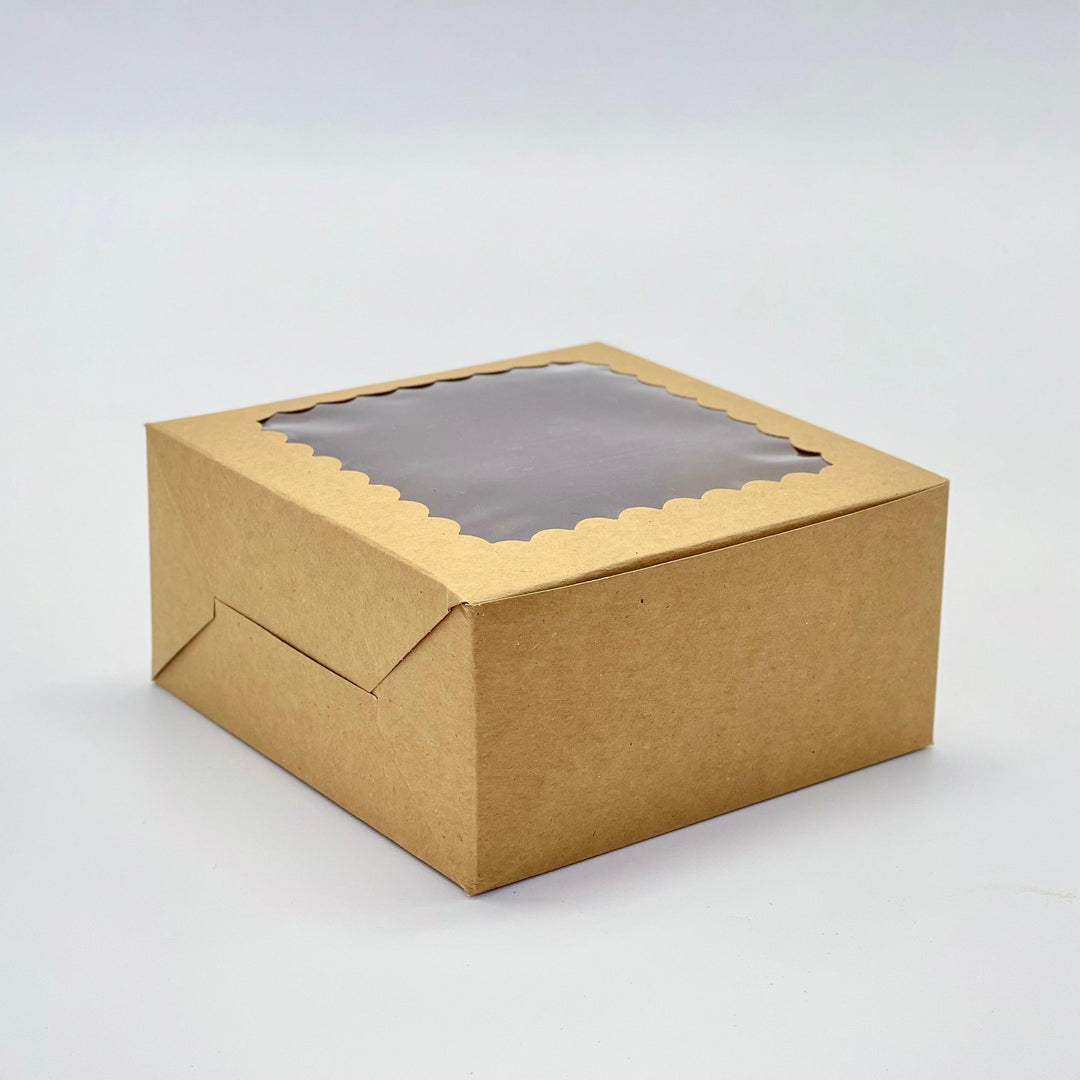 EcoPakOnline Kraft bakery/cookie/pastry box 6x6x3 inches with window