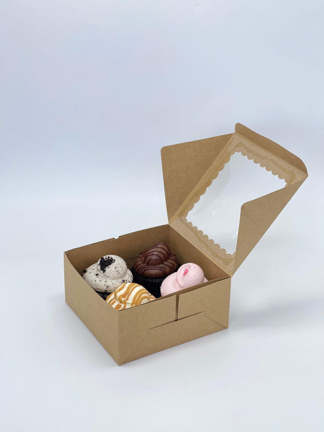 EcoPakOnline Kraft bakery/cookie/pastry box 6x6x3 inches with window