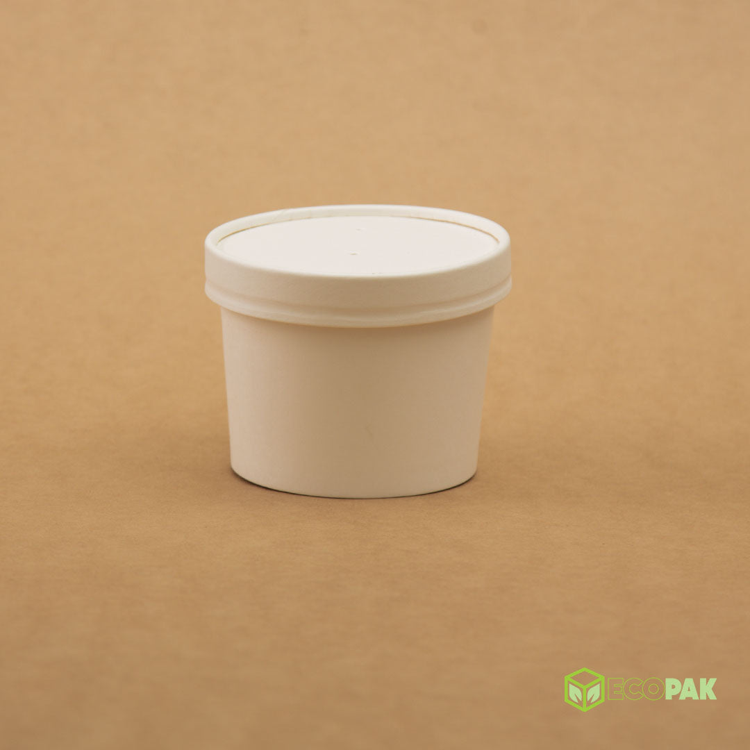 EcoPakOnline White 250ml Kraft bowl with lid