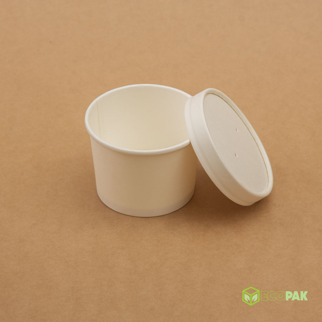 EcoPakOnline White 250ml Kraft bowl with lid